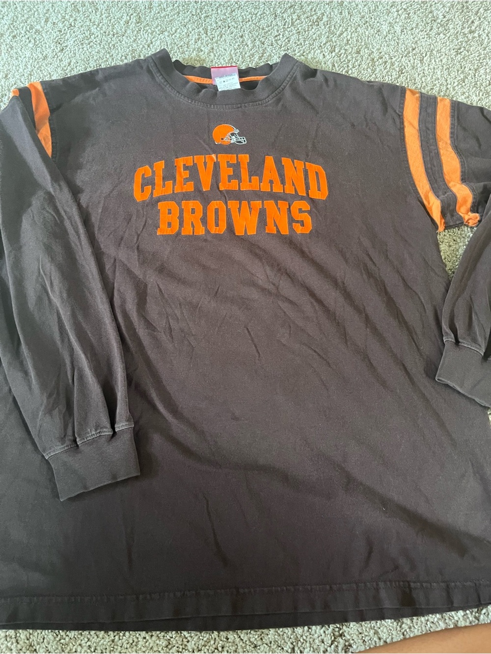 NFL Brown Tee with Orange Accent and Helmet Graphic